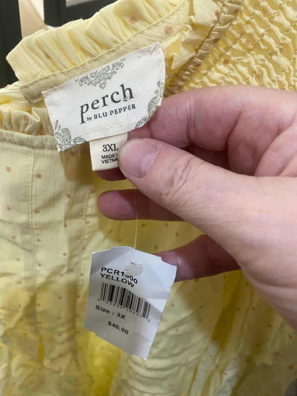 Lightweight Yellow Smocked Square-Neck Blouse by - Picture 3 of 3
